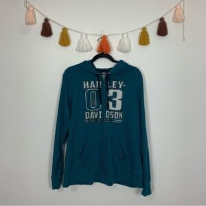 Harley-Davidson Marled Blue Eastgate OH Graphic Zip Front Hoodie Size XL